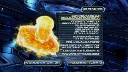Les 4 Fantastiques et le Surfer d'argent en DVD : tous les menus