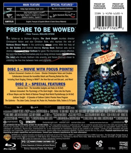 The Dark Knight : Les visuels Blu-Ray