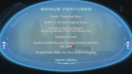 Wall-E : les menus du disque américain ! Wall-E : les menus du disque américain !