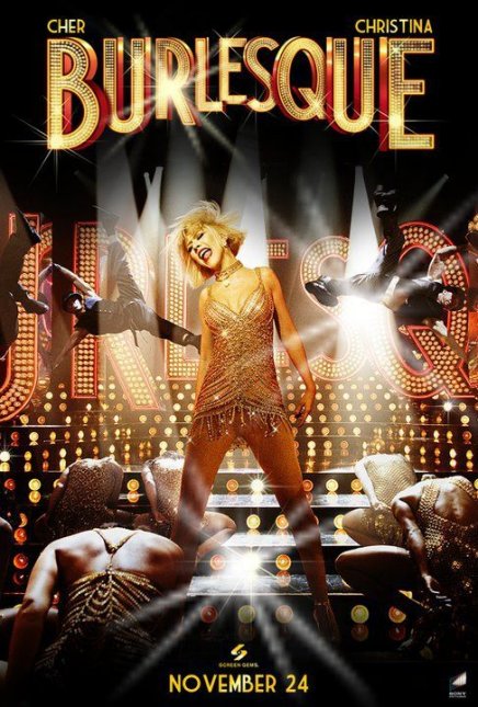 Première affiche de Burlesque avec Christina Aguilera et Kristen Bell