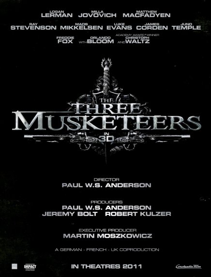 Un poster teaser pour Les Trois Mousquetaires de Paul W. S. Anderson